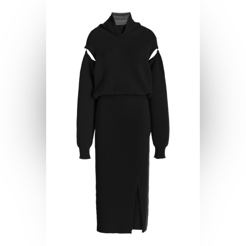 Brandon Maxwell Cutout Knit Wool-Blend Midi Dress Size M - Picture 2 of 13
